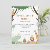 Jonge, wilde en drie verjaardagen uitnodiging (Staand voorkant)