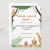 Jonge, wilde en drie verjaardagen uitnodiging (Voorkant / Achterkant)