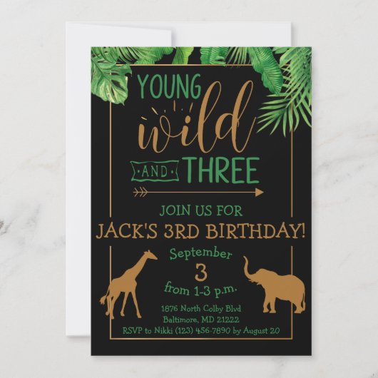 Jonge, wilde en drie verjaardagsfeestjes kaart (Voorkant)