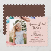 Jonge Wilde en Drie Waterverf Boho Feathers Foto Kaart (Voorkant / Achterkant)