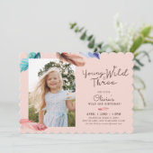 Jonge Wilde en Drie Waterverf Boho Feathers Foto Kaart (Staand voorkant)