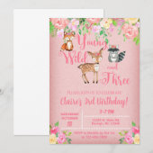 Jonge wilde en drie Woodland meisje uitnodigen. Kaart (Voorkant / Achterkant)