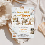 Jonge wilde en Drie Woodlanddieren 3e verjaardag Kaart<br><div class="desc">Young Wild en Three Woodland Animals 3e verjaardag uitnodiging</div>