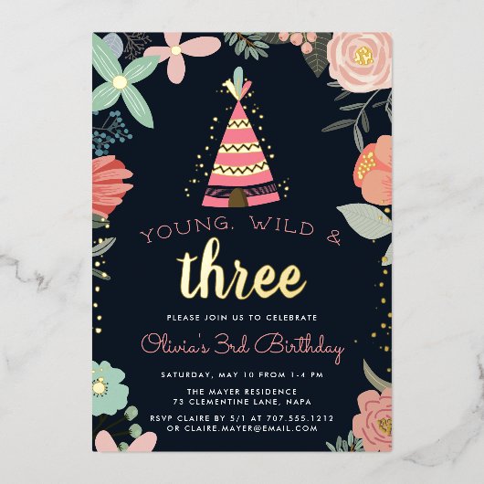 Jonge, Wilde en Driedaagse Partij Folie Uitnodiging (Voorkant)