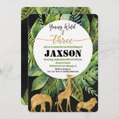 Jonge wilde en drieën verjaardagsdagsgoud kaart (Voorkant / Achterkant)