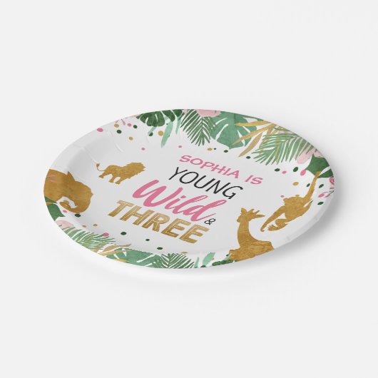 Jonge wilde en driejarige roze Safari-dieren Papieren Bordje (Gekanteld)