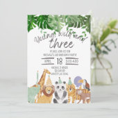Jonge, Wilde en Driejarige verjaardagsuitnodiging Kaart (Staand voorkant)