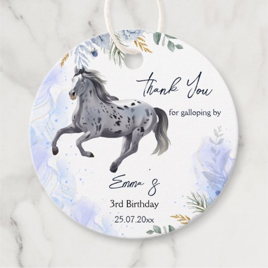 Jonge wilde en gratis galoping Appaloosa verjaarda Bedankjes Labels (Voorkant)