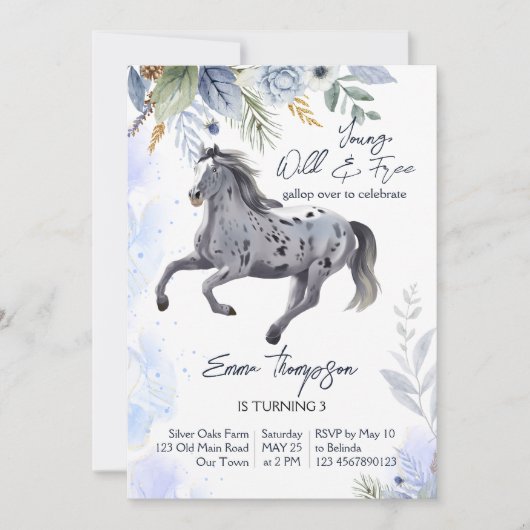 Jonge wilde en gratis galoping Appaloosa verjaarda Kaart (Voorkant)