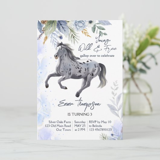 Jonge wilde en gratis galoping Appaloosa verjaarda Kaart (Staand voorkant)