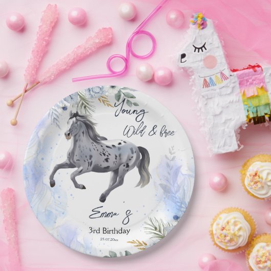 Jonge wilde en gratis galoping Appaloosa verjaarda Papieren Bordje (Feest)