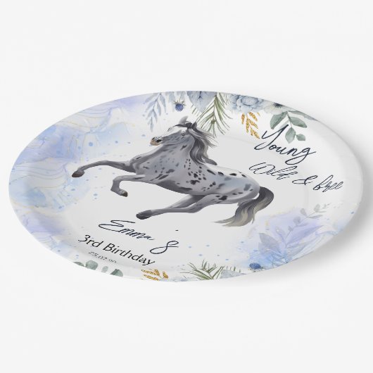 Jonge wilde en gratis galoping Appaloosa verjaarda Papieren Bordje (Gekanteld)