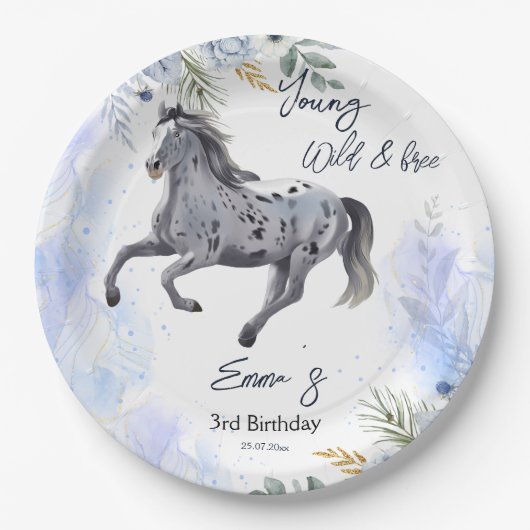Jonge wilde en gratis galoping Appaloosa verjaarda Papieren Bordje (Voorkant)