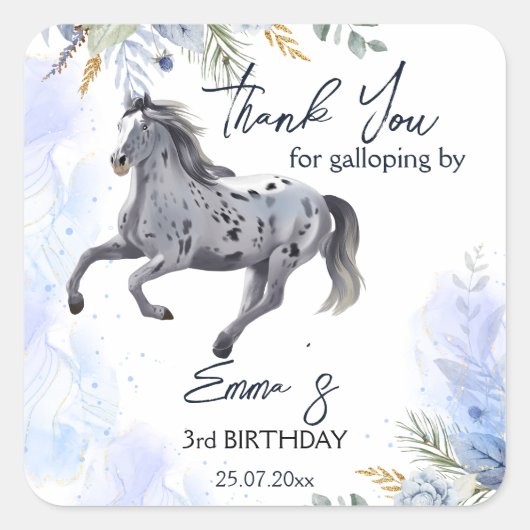Jonge wilde en gratis galoping Appaloosa verjaarda Vierkante Sticker (Voorkant)