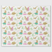Jonge wilde en roze goud Dinosaur Birthday Cadeaupapier (Vlak)