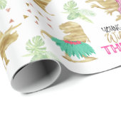 Jonge wilde en roze goud Dinosaur Birthday Cadeaupapier (Rol Hoek)