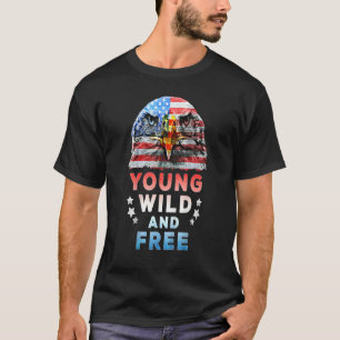 Jonge Wilde Vrije Amerikaanse Patriotic op 4 juli T-shirt