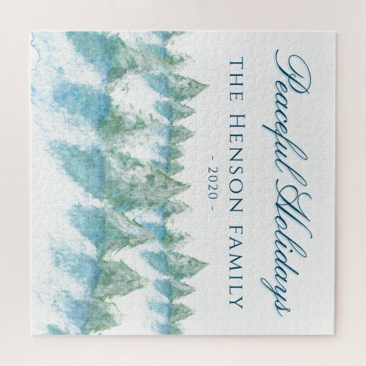 Jonge winterwoud Waterverf Kerstmis Legpuzzel (Horizontaal)