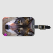 Jonge wolf in fuchsia roze bagagelabel (Voorkant (horizontaal))