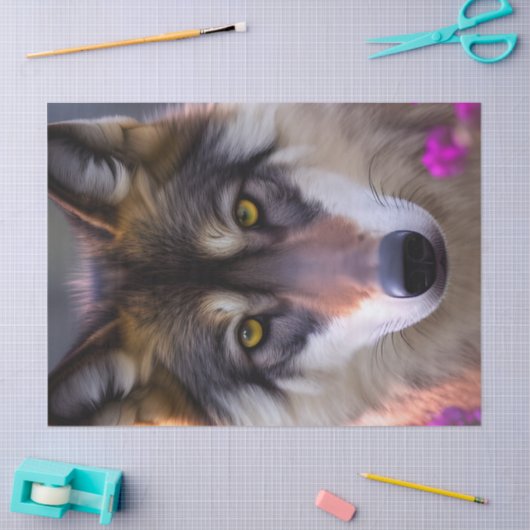 Jonge wolf Stare Tissuepapier (Craft)