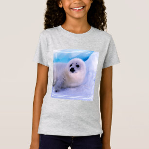 Jonge zeehond bedekt met sneeuwvlokken t-shirt