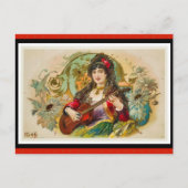  jonge zigeunervrouw die gitaar Briefkaart speelt (Voorkant)