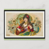 jonge zigeunervrouw die gitaar speelt briefkaart (Voorkant)