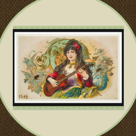  jonge zigeunervrouw die gitaar speelt briefkaart