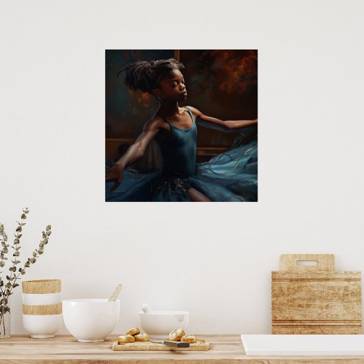 Jonge zwarte ballerina in rust poster (Keuken)