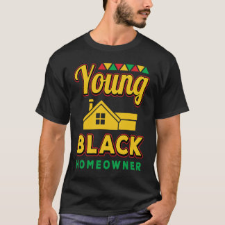 Jonge zwarte huiseigenaar Afro-Amerikaanse zwarte T-shirt