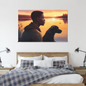 Jonge zwarte man en zijn hond canvas afdruk (Insitu (Slaapkamer))