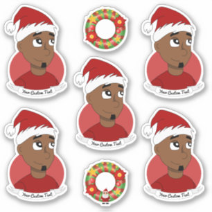 Jonge zwarte man kerstcartoon Sticker