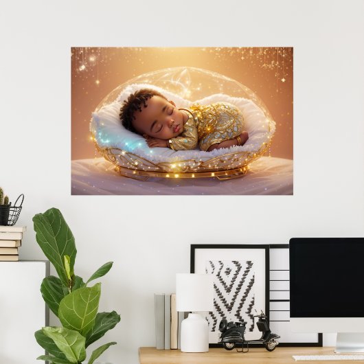 Jonge Zwarte Prins Pasgeboren Baby Jongen Kwekerij Poster (Thuiskantoor)