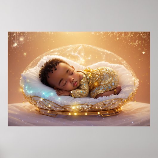 Jonge Zwarte Prins Pasgeboren Baby Jongen Kwekerij Poster (Voorkant)