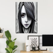jonge zwarte vrouw | AI Art Poster (Thuiskantoor)