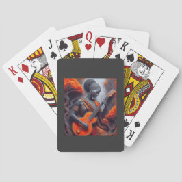 Jonge zwarte vrouw die akoestische gitaar speelt  pokerkaarten