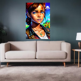 Jongedame in het boerderij | AI Art Poster