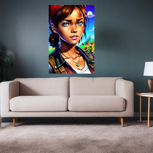 Jongedame in het boerderij | AI Art Poster