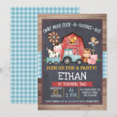 Jongeendieren Chalkboard Birthday Invitation Kaart (Voorkant / Achterkant)