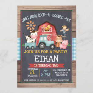 Jongeendieren Chalkboard Birthday Invitation Kaart