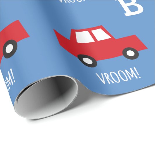 Jongeenspeelgoed Vervoerskuis Rood Monogram Birthd Cadeaupapier (Rol Hoek)