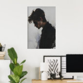 Jongeman Zijprofiel Portretschildering, Donker Poster (Thuiskantoor)