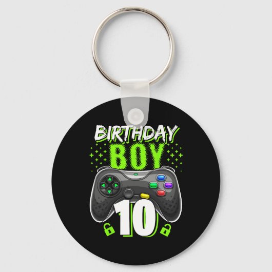 Jongen 10 Videospel Controller Gamer 10e verjaarda Sleutelhanger (Voorkant)
