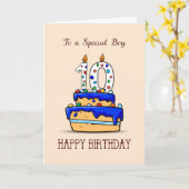 Jongen 10e verjaardag, 10 op de zoete blauwe Cake Kaart (Gele Bloem)