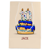 Jongen 10e verjaardag, 10 op de zoete blauwe Cake Medium Cadeauzakje (Achterkant)