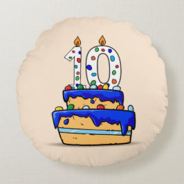 Jongen 10e verjaardag, 10 op de zoete blauwe Cake Rond Kussen