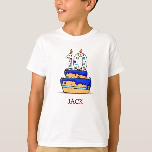 Jongen 10e verjaardag, 10 op de zoete blauwe Cake T-shirt (Voorkant)