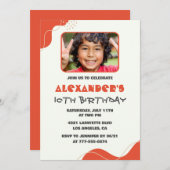 Jongen 10e verjaardag uitnodigingen Moderne Foto R (Voorkant / Achterkant)