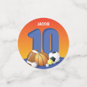 Jongen 10th Birthday Sports Balls Confetti (Kleine voorkant)