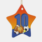 Jongen 10th Birthday Sports Balls Keramisch Ornament (Rechts)